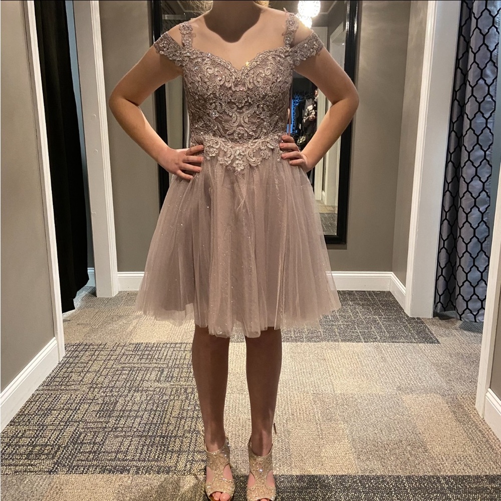 Cinderella Divine Mauve Glitter Homecoming, Prom, Formal Short Dress (UNALTERED)